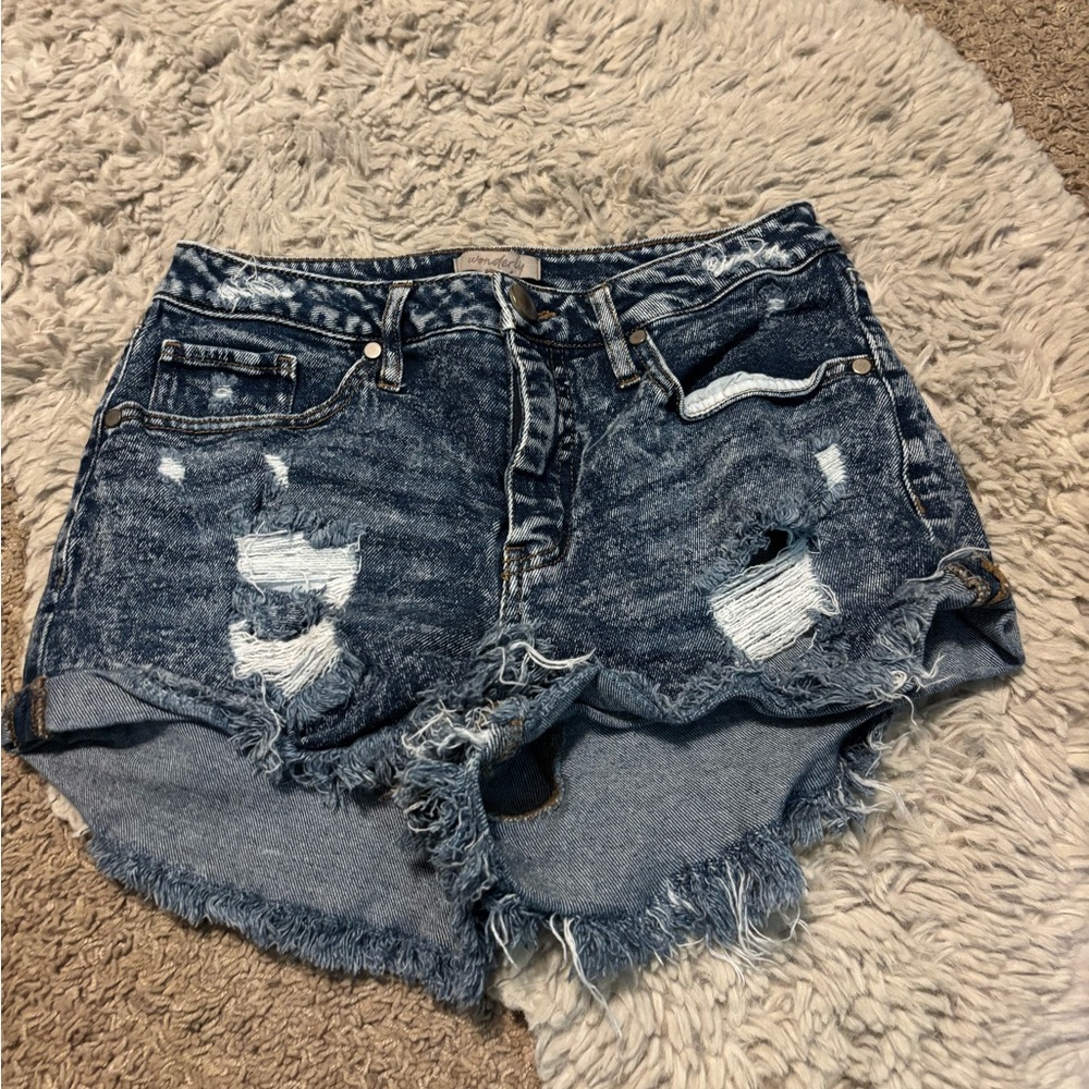 Wonderly Blue Distressed Jean Shorts